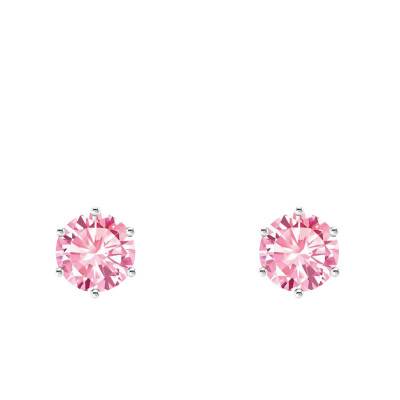 Boucles d'oreilles en Argent 925 & Zircones Roses, Diamètre 6 ou 7 mm - Thomas Sabo