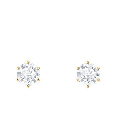 Boucles d'oreilles en Plaqué Or Jaune & Zircones Blanches, Diamètre 6 ou 7 mm - Thomas Sabo