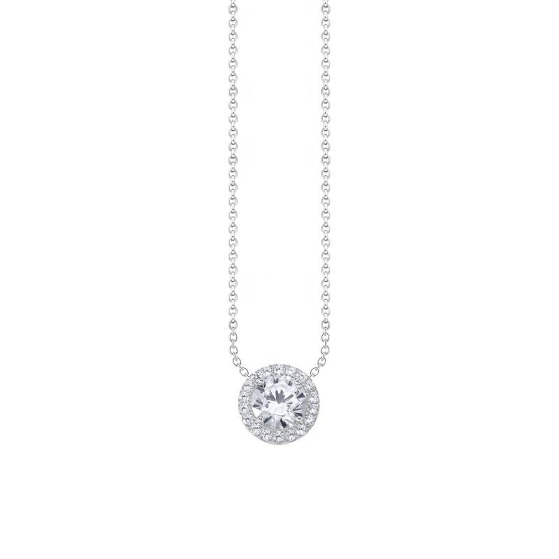 925 Silver & White Zirconium Oxide Halo Necklace, Length 40 cm to 45 cm, Width 1 mm - KE2279-051-14 - Thomas Sabo