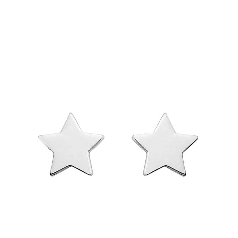 White Gold Star Stud Earrings - Emanessence