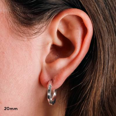 925 Rhodium-Plated Silver Braided Hoop Earrings, Diameter 20 or 30 mm - Vandona