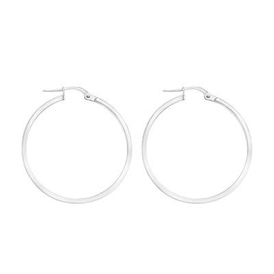 Créoles Fil Rectangulaire en Or Blanc 375, Diamètre 23,5 à 40 mm - Emanessence
