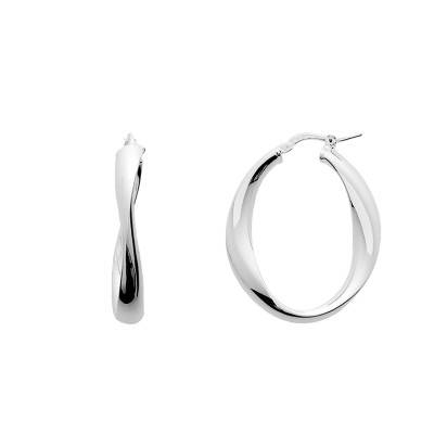 Créoles argent massif tube vrillé, Diamètre 35 mm - Emanessence