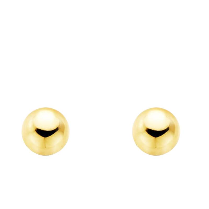 750/1000 Yellow Gold Ball Stud Earrings, 3 mm or 7 mm Diameter - Emanessence