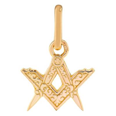 Yellow Gold 375 or 750 Square and Compass Pendant - Lucas Lucor