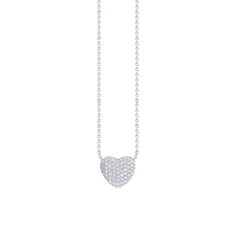 925 Sterling Silver & White Zirconia Heart Necklace, Length 40 cm to 45 cm, Width 1 mm - KE2277-051-14-L45V - Thomas Sabo