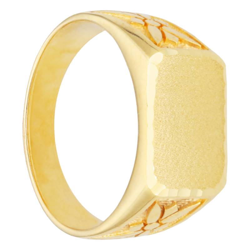 375/1000 Yellow Gold Floral Rectangular Signet Ring - Imperium