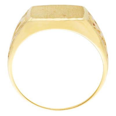 375/1000 Yellow Gold Floral Rectangular Signet Ring - Imperium