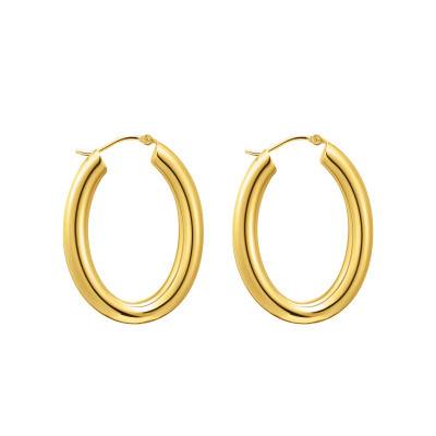 Yellow Gold-Plated Oval Hoop Earrings - CR739-413-39 - Thomas Sabo