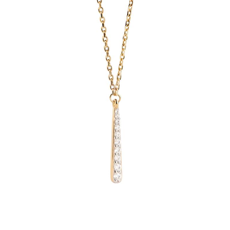Olga 925 Silver Yellow Gold-Plated & Zirconium Oxide Necklace, 40 to 50 cm - CO01-973-U - Pdpaola