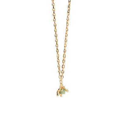 Collier Fleur en Argent Doré & Zircone Vert, Longueur de 40 cm à 50 cm - CO01-961-U - Pdpaola