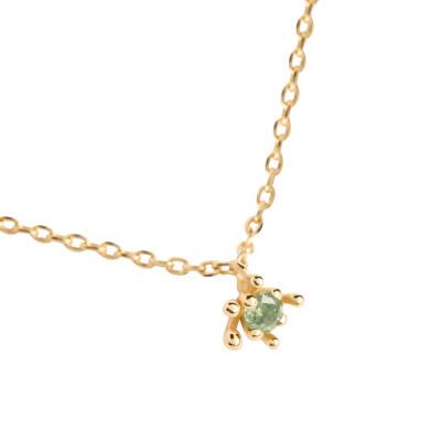 Collier Fleur en Argent Doré & Zircone Vert, Longueur de 40 cm à 50 cm - CO01-961-U - Pdpaola
