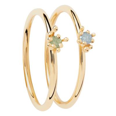 925 Silver 750/1000 Yellow Gold-Plated Flower Rings & Zircon Oxides - AN01-C94 - Pdpaola