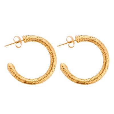 Créoles Radiance Torsadées en Acier Doré, Diamètre 28 mm - Hipanema