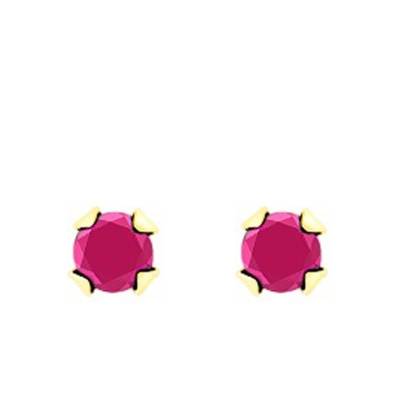 750/1000 Yellow Gold & Ruby Stud Earrings - Emanessence