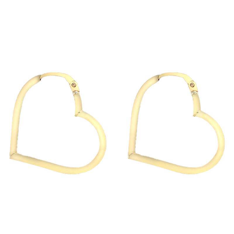 375 Yellow Gold Heart Hoop Earrings, 23 mm Diameter - Emanessence