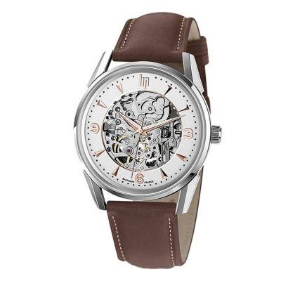 Himalaya 40mm Skeleton Watch Silver/Brown 671557 - Lip