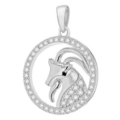 Pendentif rond horoscope en argent plaqué rhodium - Emanessence