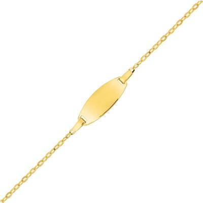 Gourmette Ovale Maille Forçat Or Jaune 375, Longueur 14 cm - Bambins