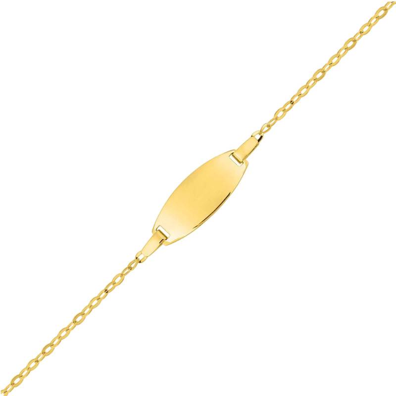 375 Yellow Gold Oval Cable Chain Baby ID Bracelet, Length 14 cm - Bambins