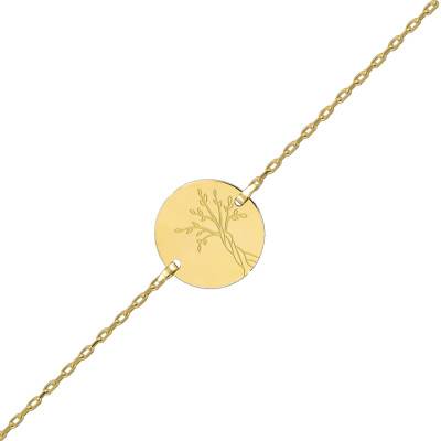 Yellow Gold 375 Tree of Life Medal Baby ID Bracelet, 14 cm Length - Lucas Lucor