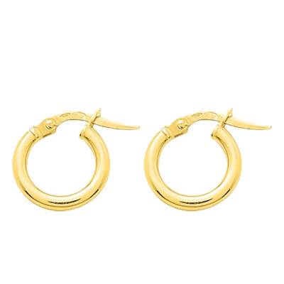 Créoles Fil rond Or Jaune 375, Diamètre 8 mm - Emanessence