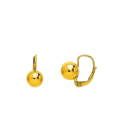 Boucles d'oreilles dormeuses, boule 12 mm, Or Jaune 750 - Emanessence