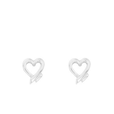 Silver Open-Work Heart Stud Earrings - Emanessence