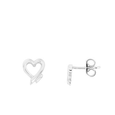 Silver Open-Work Heart Stud Earrings - Emanessence
