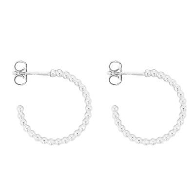 30 mm Silver Ball Hoop Earrings - Emanessence