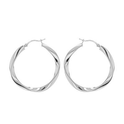Créoles twist argent, Diamètre 40 mm - Emanessence