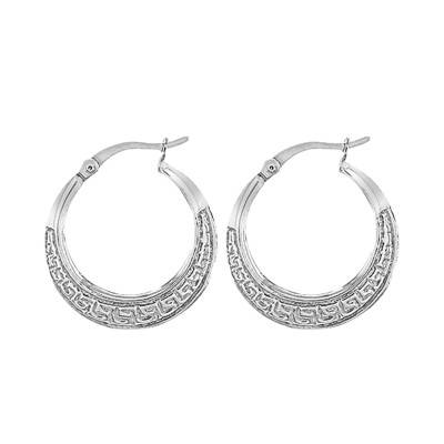 Silver Greek Hoop Earrings, Diameter 15 mm - Emanessence