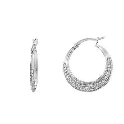 Silver Greek Hoop Earrings, Diameter 15 mm - Emanessence