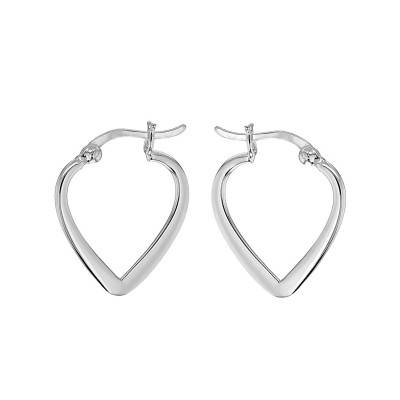 Silver Heart Hoop Earrings 19 mm - Emanessence