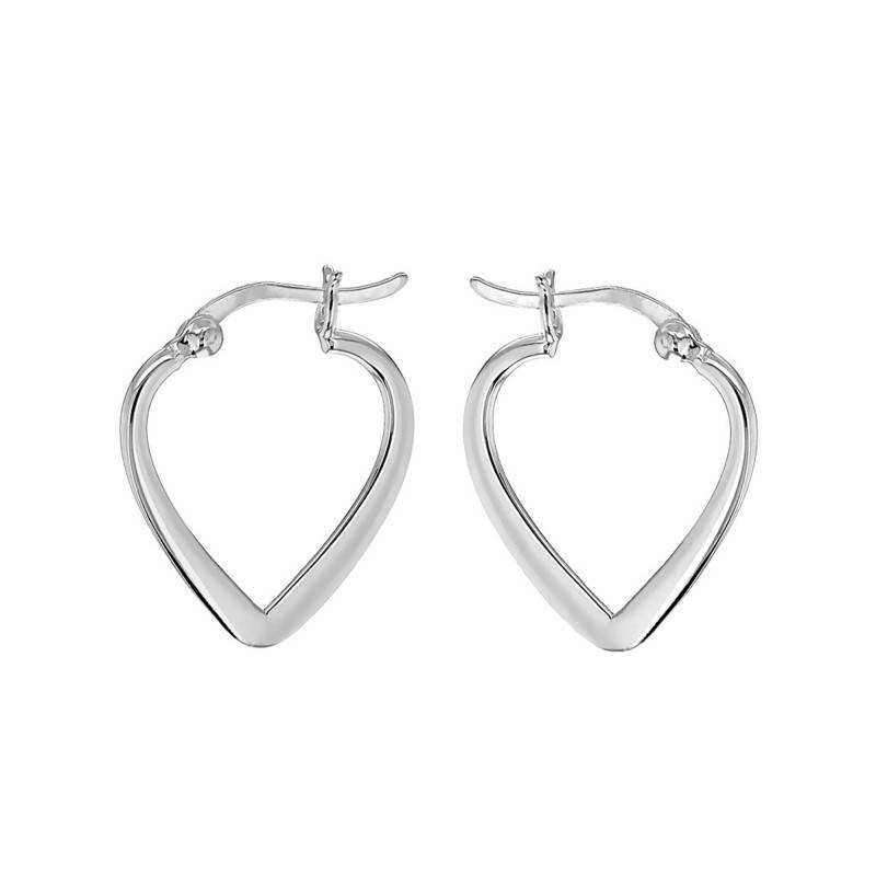 Silver Heart Hoop Earrings 19 mm - Emanessence