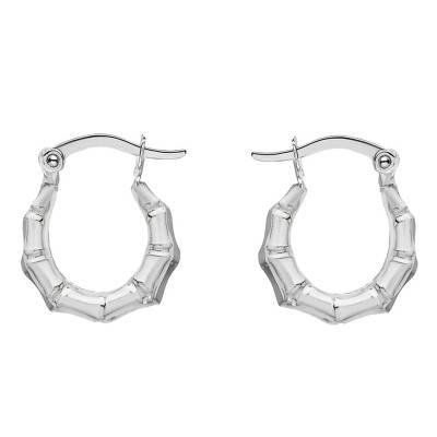 Silver Bamboo Hoop Earrings, 15 mm Diameter - Emanessence