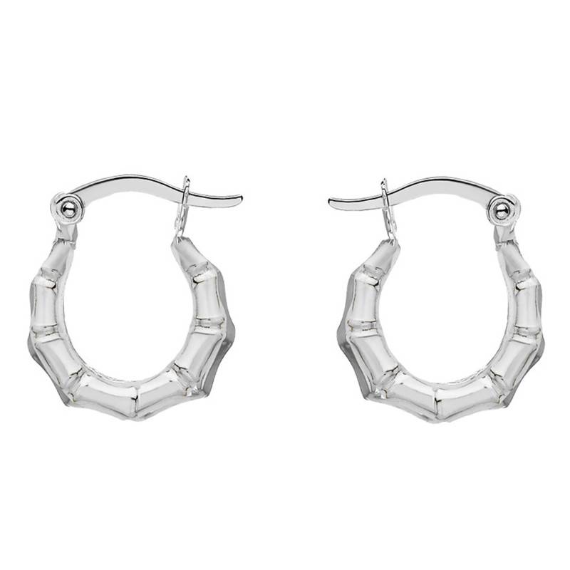 Silver Bamboo Hoop Earrings, 15 mm Diameter - Emanessence