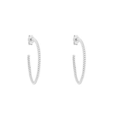 Silver Twisted Hoop Earrings, 30 mm or 50 mm Diameter - Emanessence