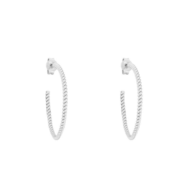 Silver Twisted Hoop Earrings, 30 mm or 50 mm Diameter - Emanessence