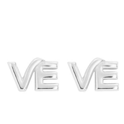 Silver "VE" Stud Earrings - Emanessence
