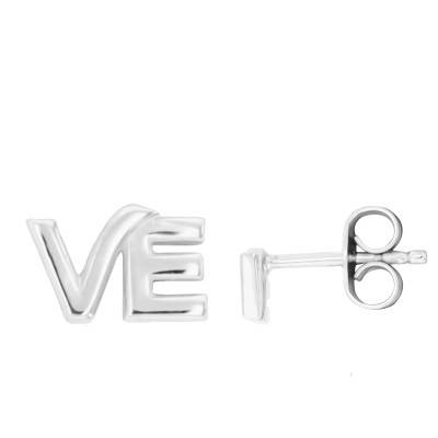 Silver "VE" Stud Earrings - Emanessence