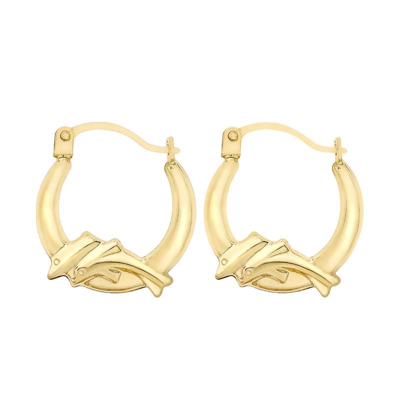 375 Yellow Gold Dolphin Hoop Earrings - Emanessence