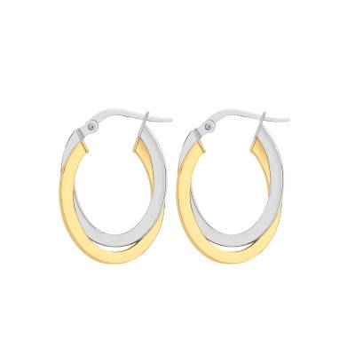 Créoles or jaune & Or Blanc 375, anneaux entrelacés - Emanessence