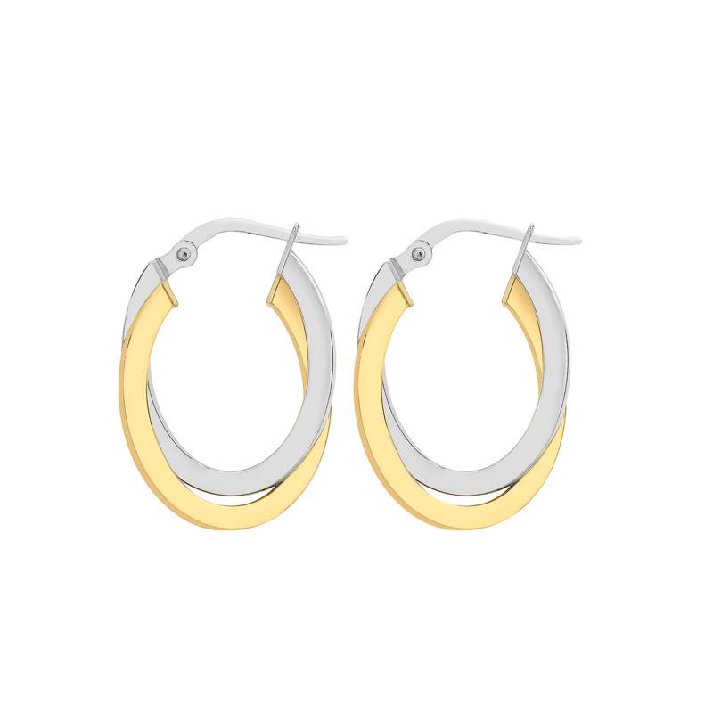 Emanessence Intertwined Square Wire 2-Gold 375/1000 Hoop Earrings - Emanessence