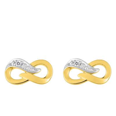 Boucles d'Oreilles Infini Or Jaune 375 & Diamants - Emanessence