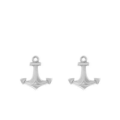 Silver Anchor Motif Stud Earrings - Emanessence
