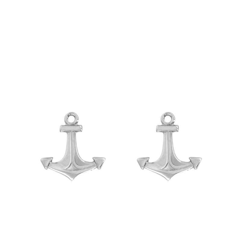 Silver Anchor Motif Stud Earrings - Emanessence