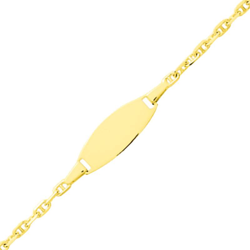 375 Yellow Gold Oval Mariner Chain Baby ID Bracelet, 12 to 14 cm, 2 mm Wide - Bambins