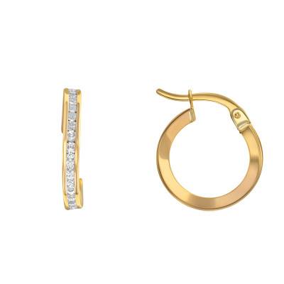 375 Yellow Gold & Cubic Zirconia Hoop Earrings - Emanessence