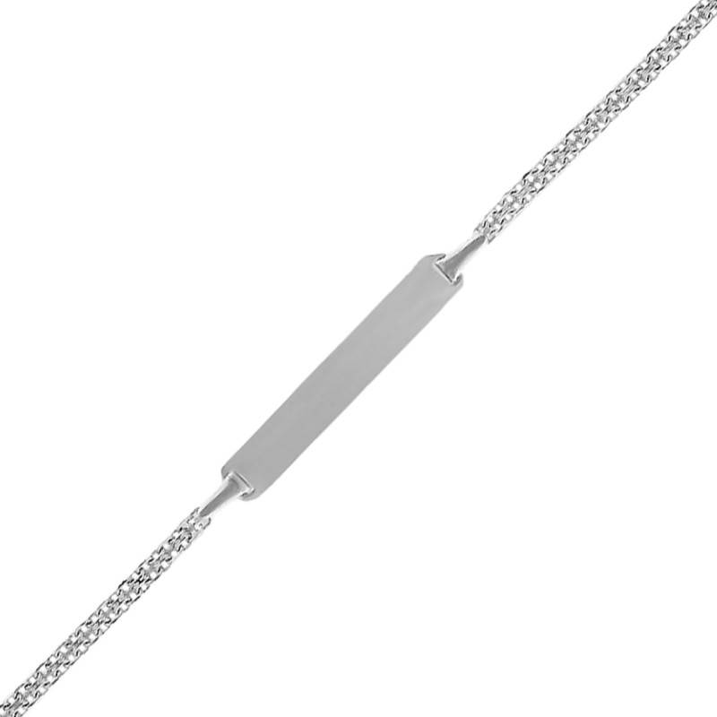 375/1000 White Gold Fancy Link ID Bracelet, 14 cm Length - Bambins